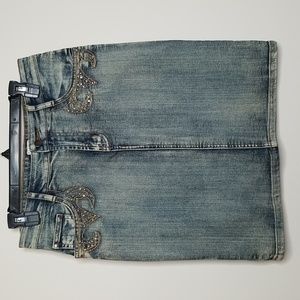 💥Cache Denim Embellished Jean Skirt 4